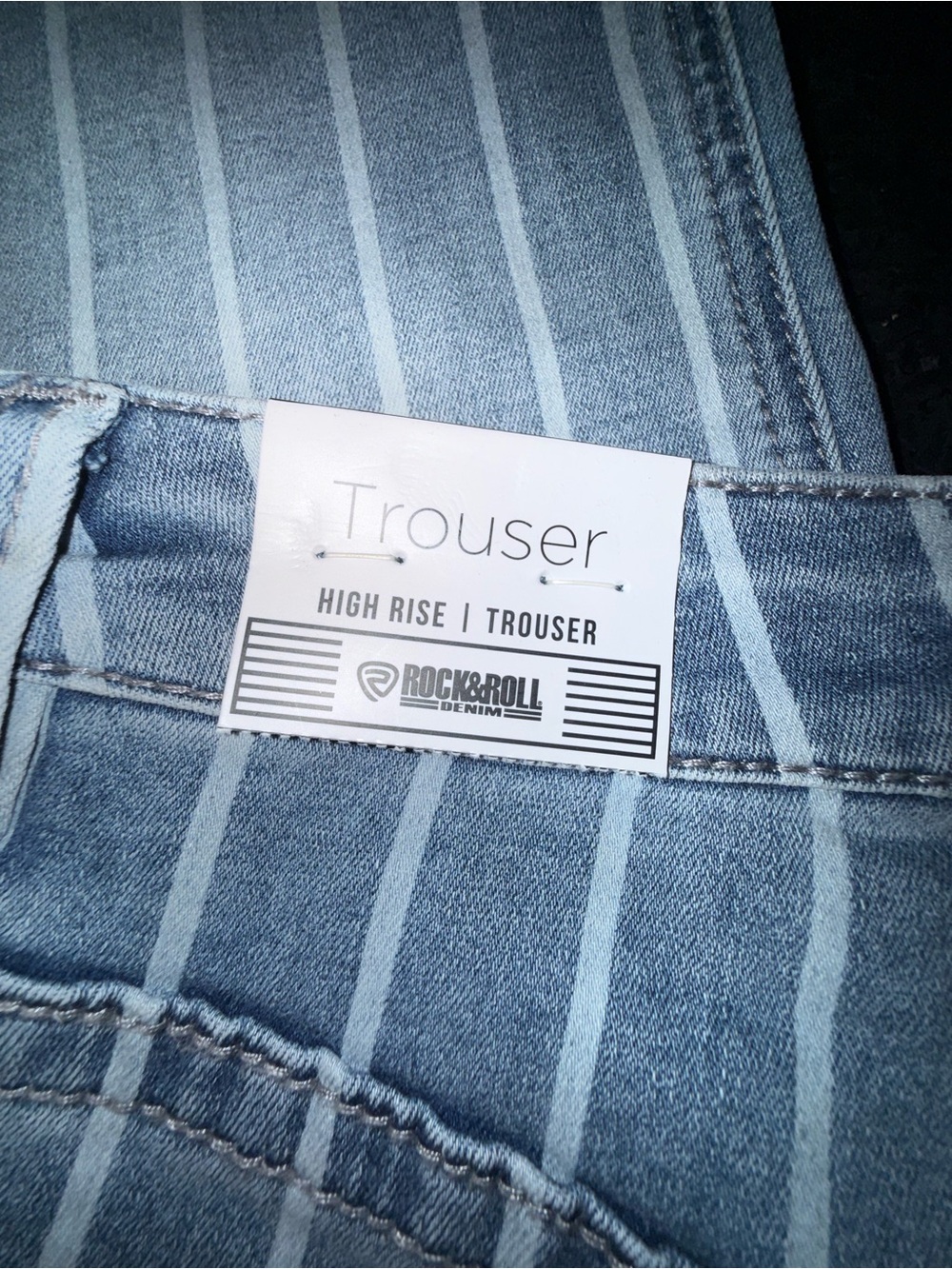 NEW ROCK & ROLL DENIM HIGH RISE EXTRA STRETCH
STRIPED TROUSER FLARE JEANS 29x32 - Picture 11 of 16